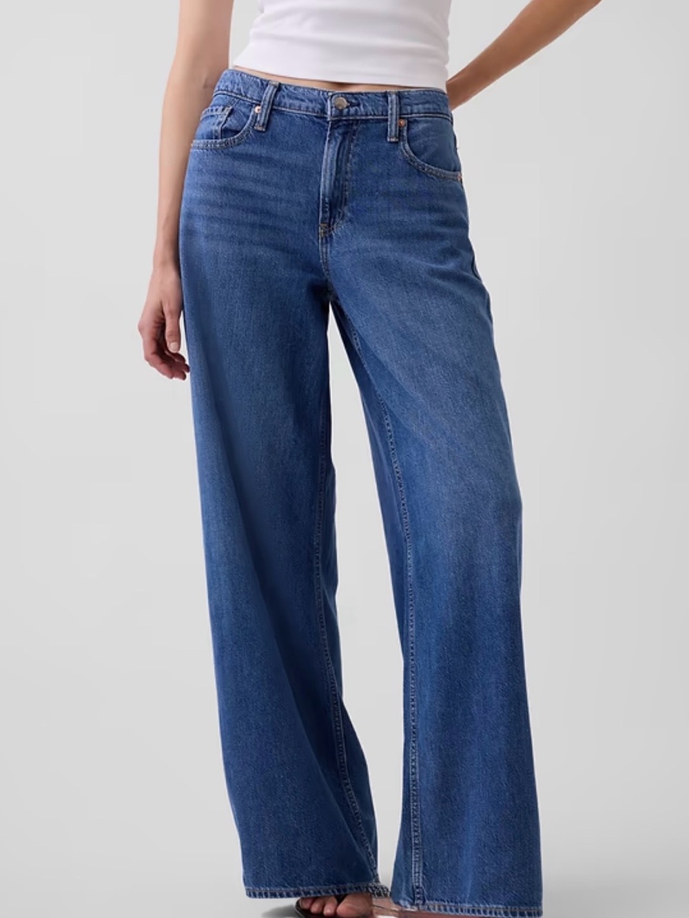 GAP Women’s Mid Rise UltraSoft Baggy Wide-Leg Jeans Size 27